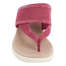 "As Is" BZees Canvas Bright Thong Wedge Sandal