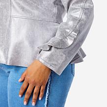 "As Is" C Wonder by Christian Siriano Metallic Knit Ruffle Jacket