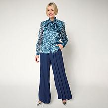 "As Is" C Wonder by Christian Siriano Pleated Crepe Wide Leg Trouse...