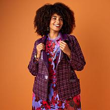 "As Is" C Wonder by Christian Siriano Tweed and Faux Leather Moto J...