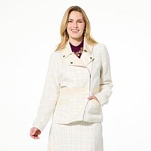 "As Is" C Wonder by Christian Siriano Tweed and Faux Leather Moto J...