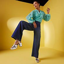 "As Is" C Wonder by Christian Siriano Wonder Stretch Denim Wide Leg...