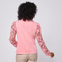 "As Is" C Wonder Lace Sleeve Moto Jacket