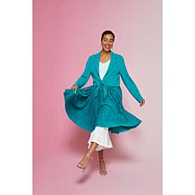 "As Is" C Wonder Runway Collctn Scuba Knit Pleatd Duster Length Topper