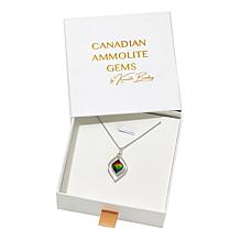 "As Is" Canadian Ammolite Gems Marquise Dangle Pendant with Chain