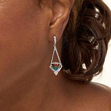 "As Is" Canadian Ammolite Gems Sterling Trilliant-Cut Drop Earrings