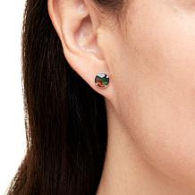 "As Is" Canadian Ammolite Gems Strlng Slvr Round Ammolite Stud Earrngs