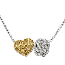 "As Is" Colleen Lopez 1/2ct Color & White Diamond Toi et Moi Necklace