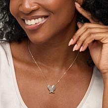 "As Is" Colleen Lopez 18" 1/4ctw Diamond Angel Wings Drop Necklace