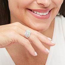 "As Is" Colleen Lopez 3-Row Gemstone and White Zircon Scalloped Ring
