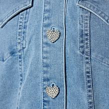 "As Is" Colleen Lopez 3/4-Sleeve Denim Jacket with Frayed Hem