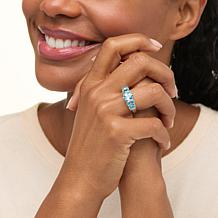 "As Is" Colleen Lopez Blue Zircon Sterling Silver 5-Stone Ring