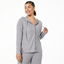 "As Is" Colleen Lopez Embellishd Sweater Knit Zip-Front Hooded Crdigan