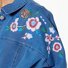 "As Is" Colleen Lopez Embroidered Denim Jacket