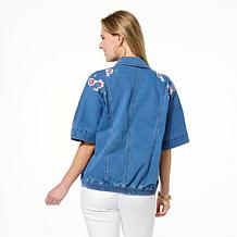 "As Is" Colleen Lopez Embroidered Denim Jacket