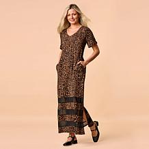 "As Is" Colleen Lopez EveryWear Mesh Insert Maxi Dress