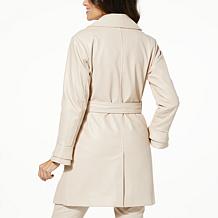 "As Is" Colleen Lopez Faux Leather Coat with Ruffle Cuffs