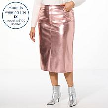 "As Is" Colleen Lopez Faux Leather Midi Pencil Skirt