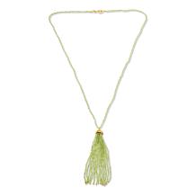 "As Is" Colleen Lopez Gemstone Bead Tassel Drop 24" Necklace