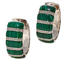 "As Is" Colleen Lopez Gemstone Inlay and White Zircon Hoop Earrings
