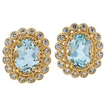 "As Is" Colleen Lopez Gemstone Scalloped Halo Stud Earrings