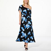 "As Is" Colleen Lopez Off-the-Shoulder Printed Knit Maxi Dress