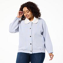 "As Is" Colleen Lopez Plaid Jacket with Faux Fur Collar