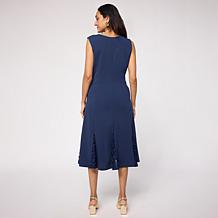 "As Is" Colleen Lopez Portrait Neck Lace Godet Knit Dress