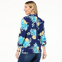 "As Is" Colleen Lopez Printed Woven Blazer with Scrunched Sleeves
