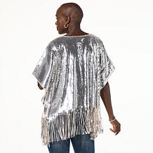 "As Is" Colleen Lopez Sequined Top with Fringe
