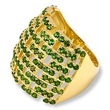 "As Is" Colleen Lopez Silver Gemstone Woven Link Wide Band Ring