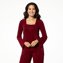 "As Is" Colleen Lopez Square Neck Top with Bell Sleeves