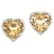 "As Is" Colleen Lopez Sterling Silver Heart-Cut Gemstone Stud Earrings