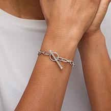 "As Is" Colleen Lopez Sterling Silvr 1/4ctw White Diamnd Toggle Braclt