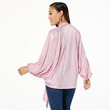 "As Is" Colleen Lopez Textured Knit Tie-Front Topper