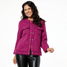 "As Is" Colleen Lopez Tweed Jacket with Decorative Heart Buttons