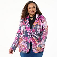 "As Is" Colleen Lopez Woven Blazer with Zippered Sleeve Detail