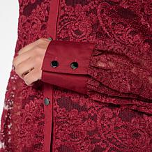 "As Is" Colleen Lopez Woven Lace Button-Front Shirt