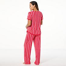 "As Is" Comfort Code Peached Jersey Knit 2-pc Ruffle-Trim Pajama Set