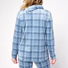 "As Is" Comfort Code Plush Velour Split-Neck Pullover Top