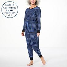 "As Is" Comfort Code Ribbed Detail Waffle Knit Jogger PJ Set