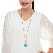 "As Is" Connie Craig Carroll Delaney Gem Flower Pendant with Necklace