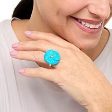"As Is" Connie Craig Carroll Jewelry Laura Carved Gem Flower Ring