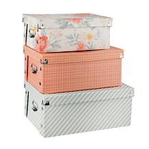 "As Is" Craft Buddy Antique Floral Stacking Storage Boxes 3-piece Set
