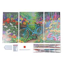 "As Is" Craft Buddy Crystal Art Bicycle Garden Canvas Triptych