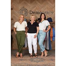 "As Is" Democracy Crochet Trim Bell-Sleeve Knit Top