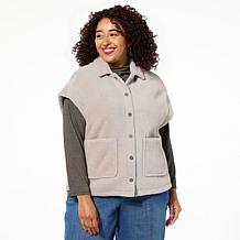 "As Is" Democracy Drop Shoulder Plush Button Front Vest