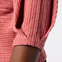 "As Is" Democracy Metallic Elbow Sleeve Mock-Neck Top