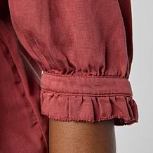 "As Is" Democracy Ruffled Edge Pintuck Blouse