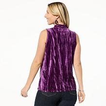"As Is" DG2 by Diane Gilman Burnout Velvet Mock Neck Easy Tank